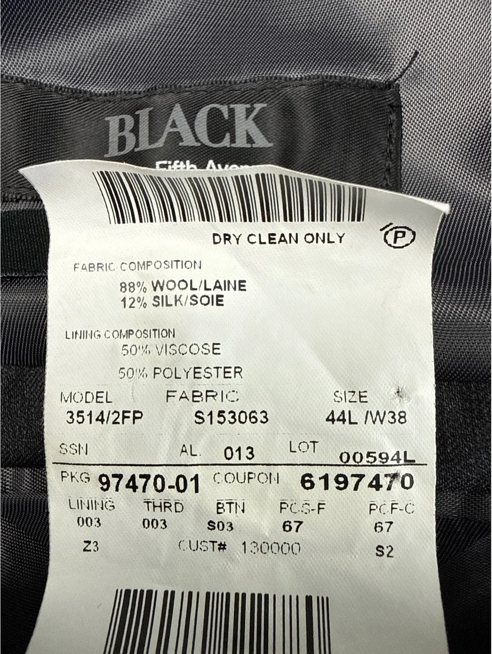 Saks Fifth Ave BLACK Ermenegildo Zegna Wool Silk Sportcoat 44L Gray Slim Fit USA